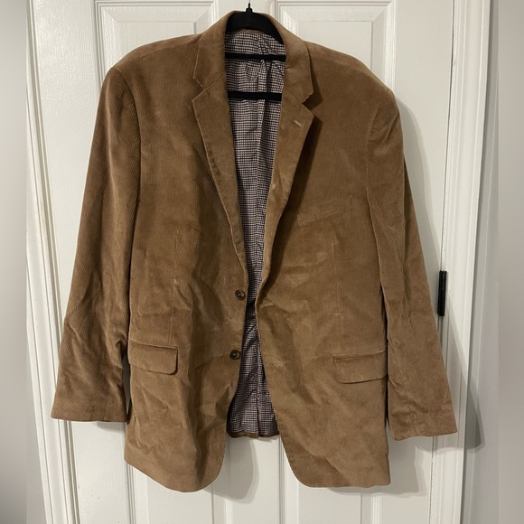 44R Saddlebred Camel Corduroy Blazer 2 Button Jacket - Picture 1 of 6